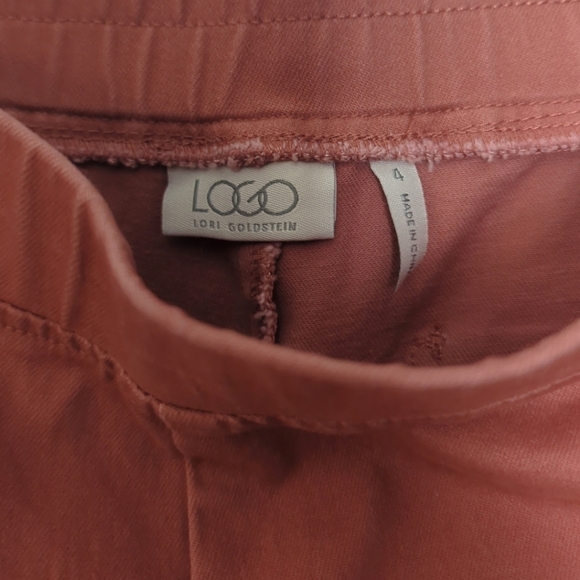 LOGO by Lori Goldstein Burnt Orange Twill Knit Stretch Pull On Crop Pant Size 4 - Picture 6 of 9
